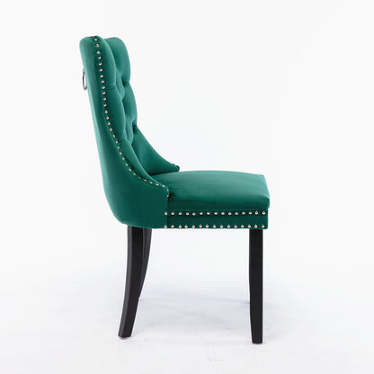 Nikki Tufted Linen Dining Chair Set (2 pcs) – Green