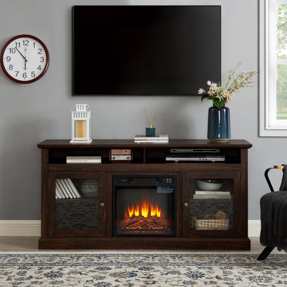 Contemporary Media Console with Fireplace – 65”