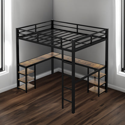 Metal Loft Bed Black