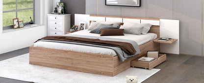 Queen Platform Bed with USB Ports Natural