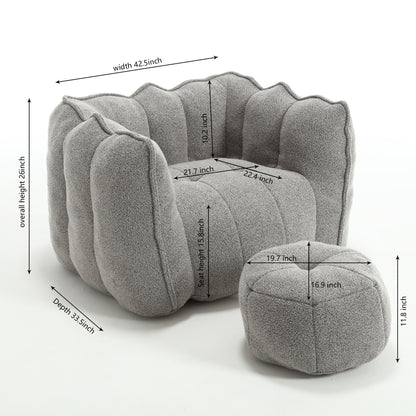 Soft Bean Bag Chair – Beige High-Resilience Foam