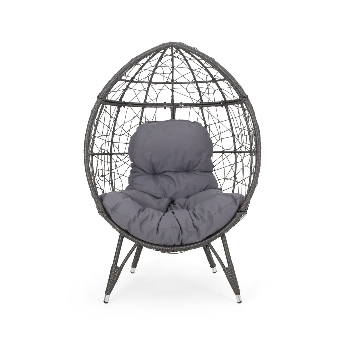 Gianni Teardrop Outdoor Dining Chair – PE Rattan & Iron with Cushion
