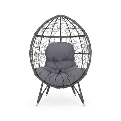 Gianni Teardrop Outdoor Dining Chair – PE Rattan & Iron with Cushion