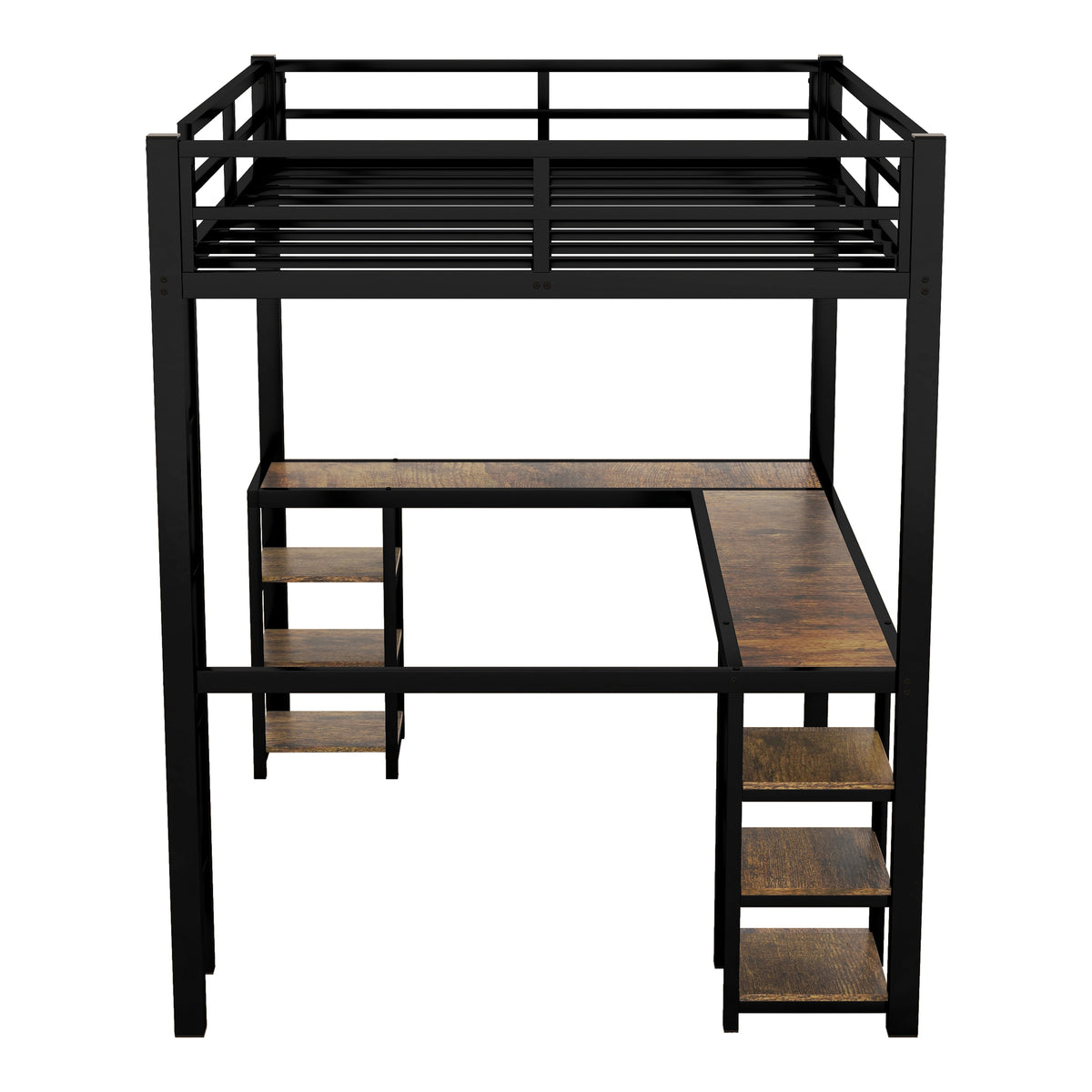 Metal Loft Bed Black