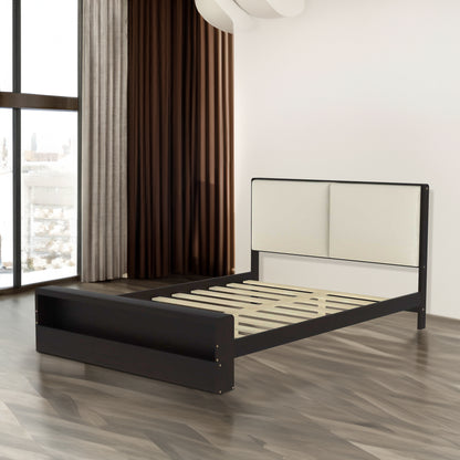 Queen Platform Bed with LED Headboard Espresso