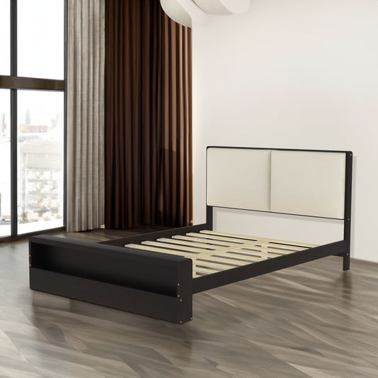 Queen Platform Bed with LED Headboard Espresso