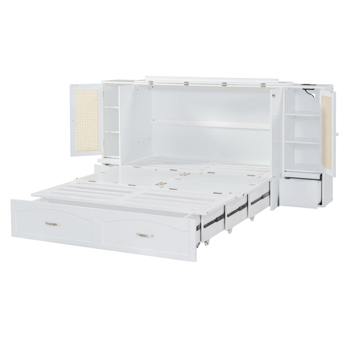 Murphy Wall Bed with Drawers White Finish