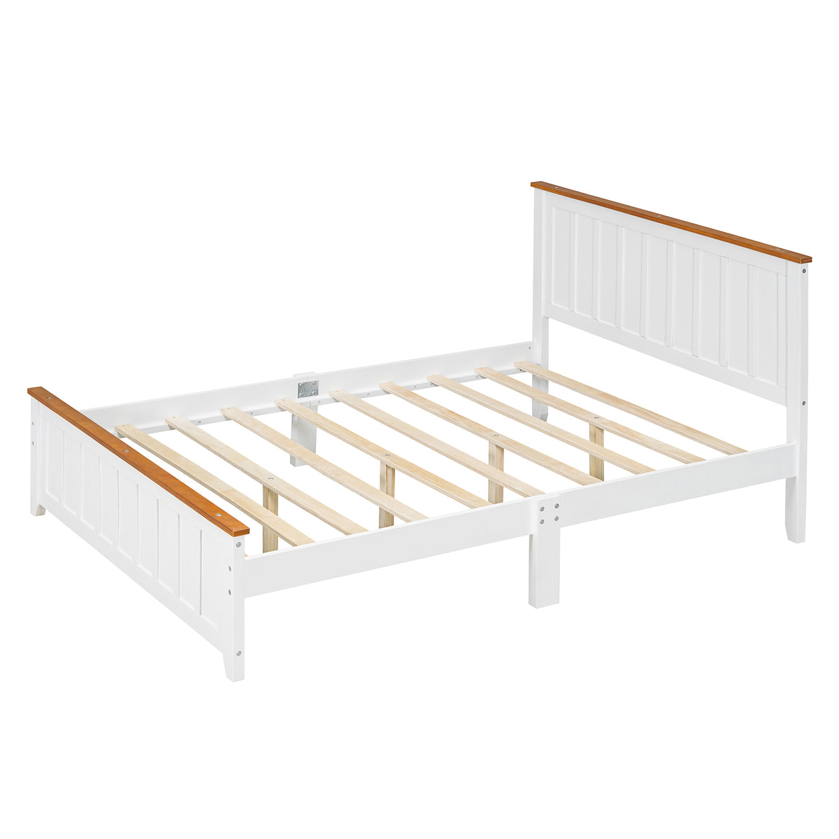 Full Wood Platform Bed with Slat Support White