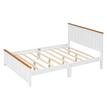 Full Wood Platform Bed with Slat Support White