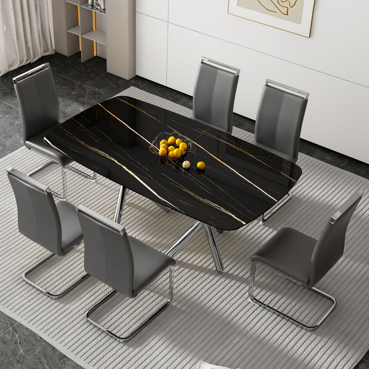 Large Minimalist Dining Table Gray