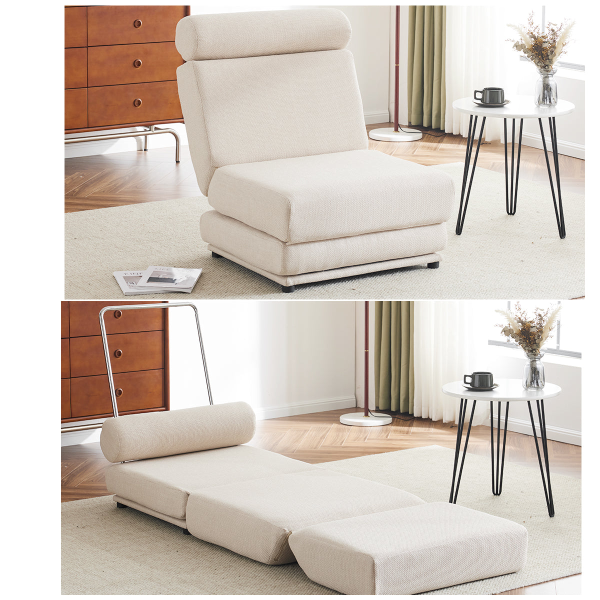 Foldable Sofa Bed Chair Cream