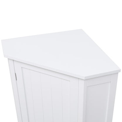 White Corner Bathroom Storage Cabinet Adjustable Shelves