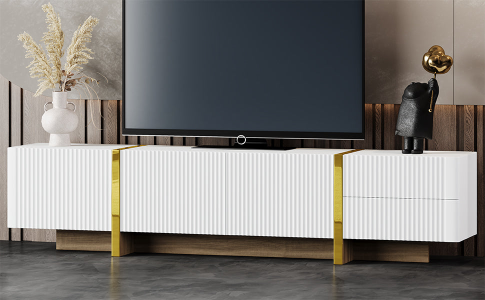 Luxury Fluted TV Stand White