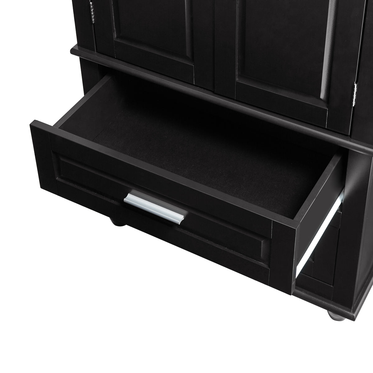Tall Black Storage Cabinet with Drawers