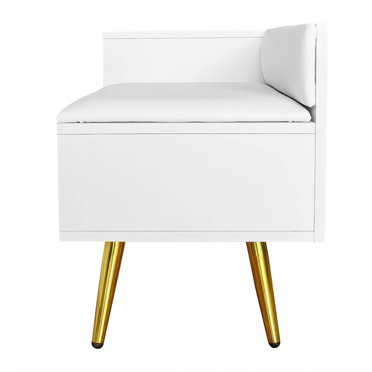 Modern White Shoe Storage Bench with Hidden Upholstered Seat