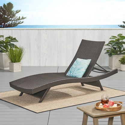 Wicker Chaise Lounge Chair Gray