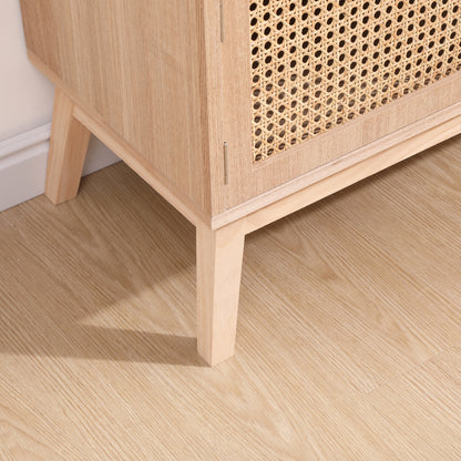 Boho Rattan TV Console – Natural Oak