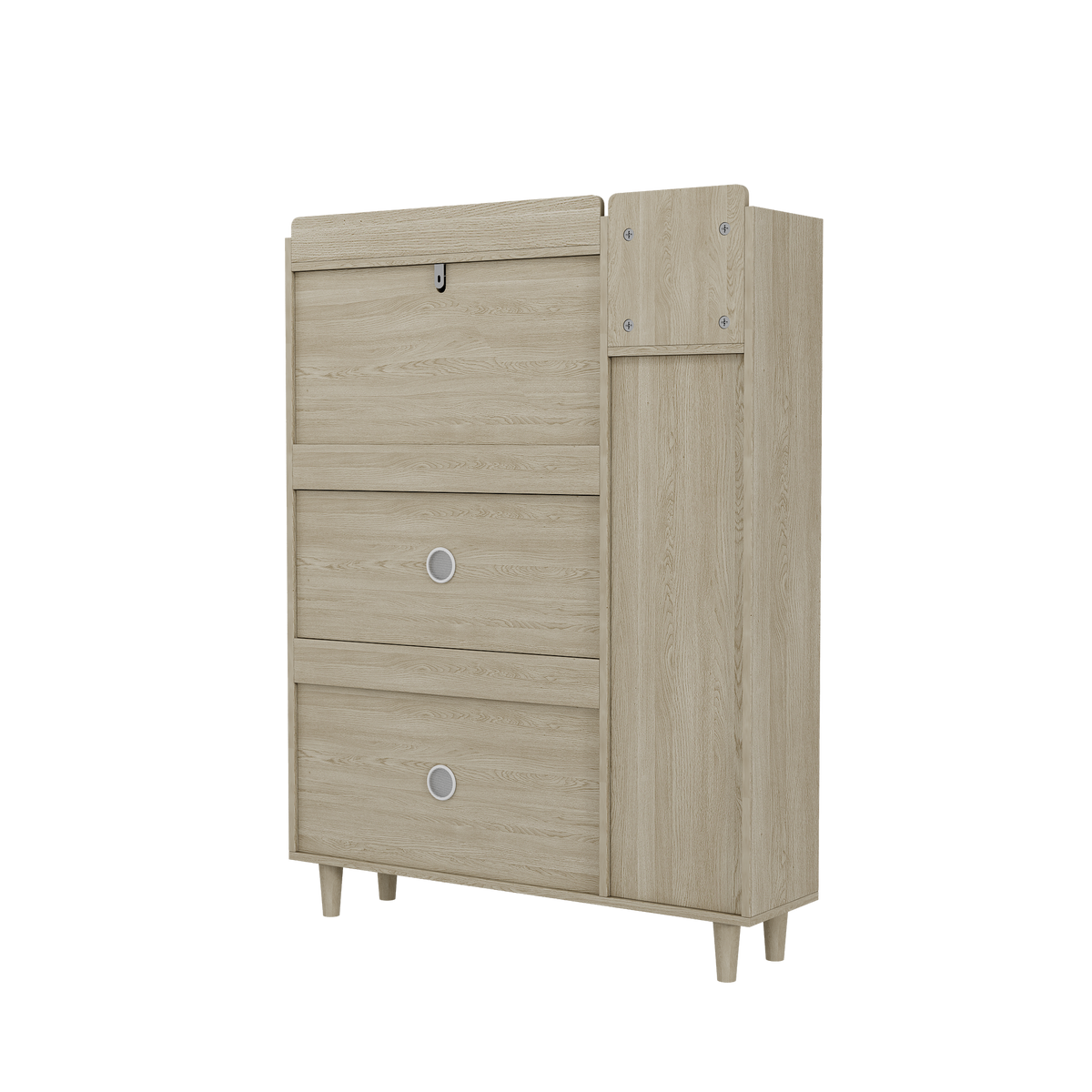 Bohemian Shoe Cabinet with Rattan Flip Drawers Natural