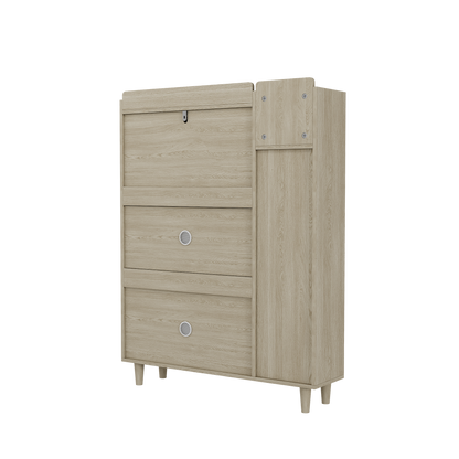 Bohemian Shoe Cabinet with Rattan Flip Drawers Natural