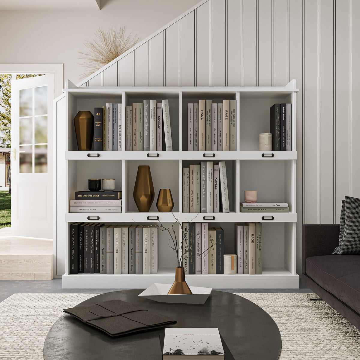 Modern 10-Shelf Bookcase White