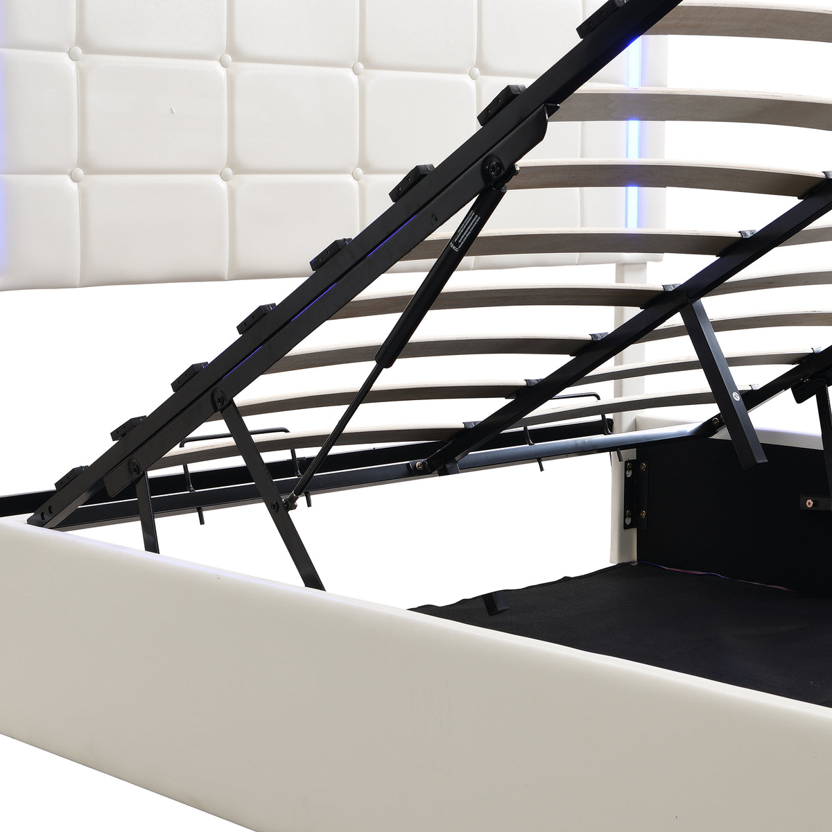 Queen Upholstered Bed with LED White