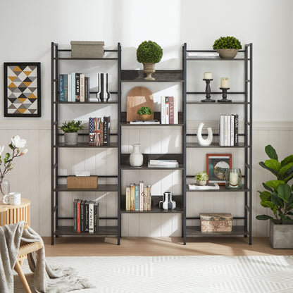 Industrial 5-Shelf Bookshelf Gray