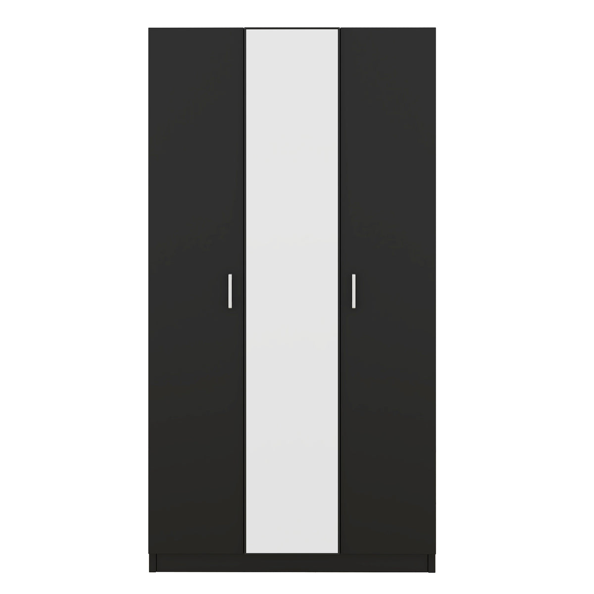 3-Door Wardrobe with Mirror Black
