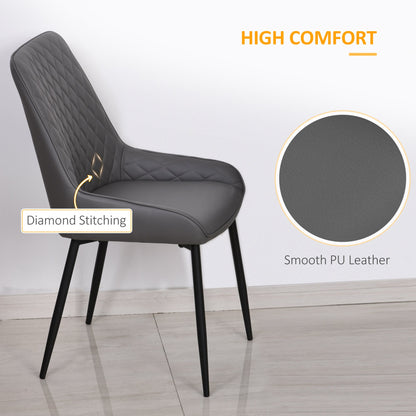 Blake Modern Dining Chairs Set of 2 with Diamond Tufting and Steel Legs-Grey