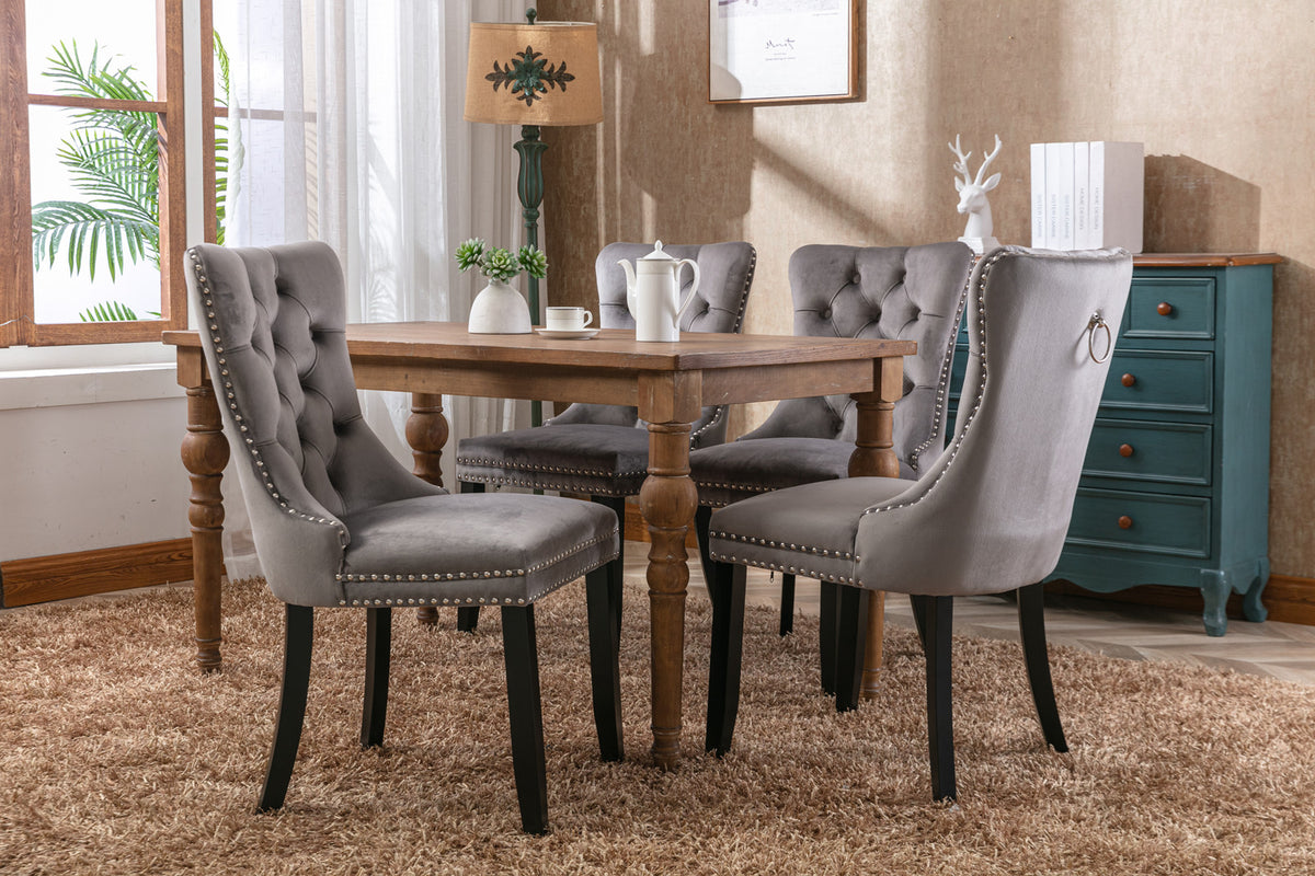 Nikki Tufted Linen Dining Chair Set (2 pcs) – Gray