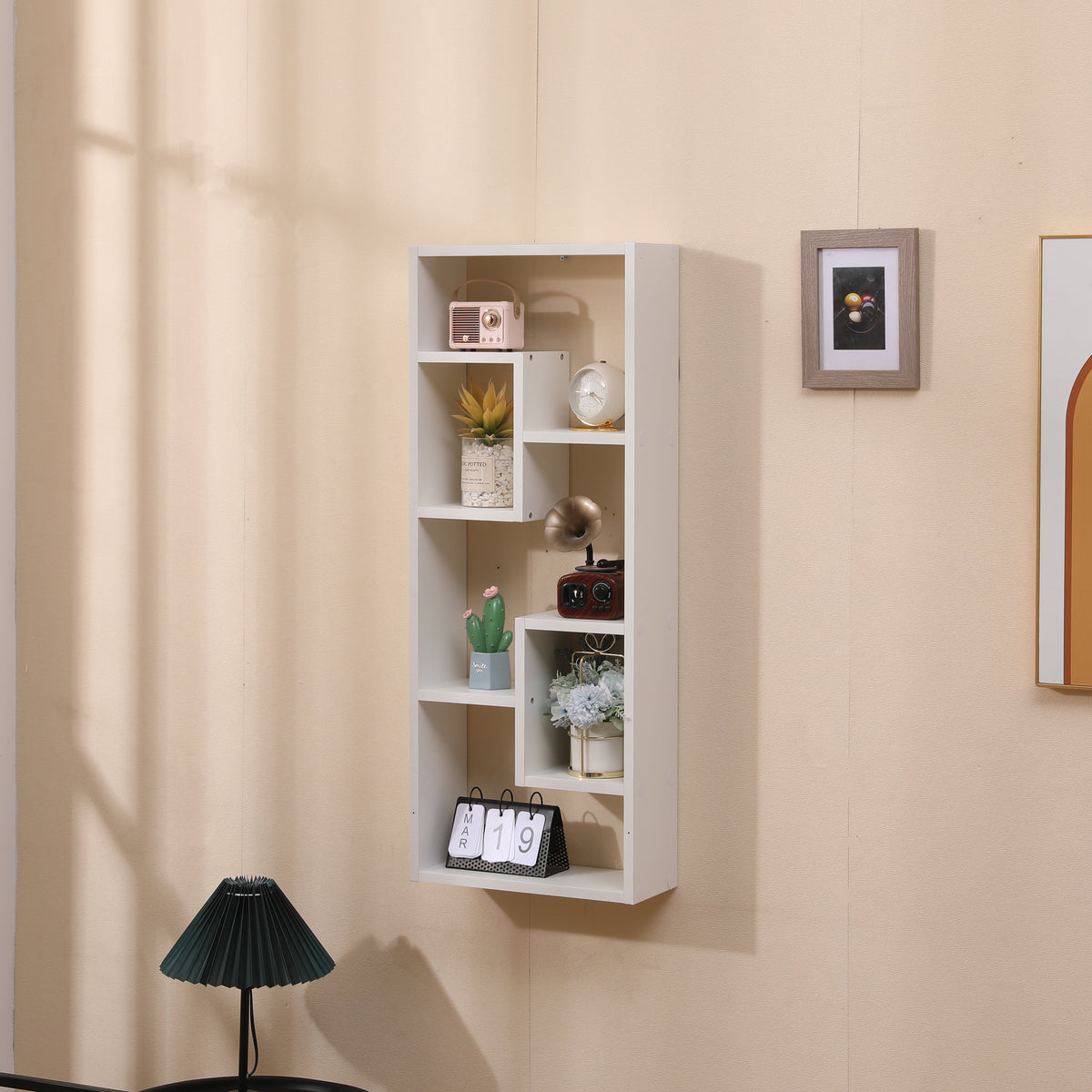 Freestanding Wooden Bookcase with 5 Cubes