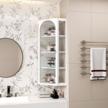 Glass Corner Wall Cabinet – White