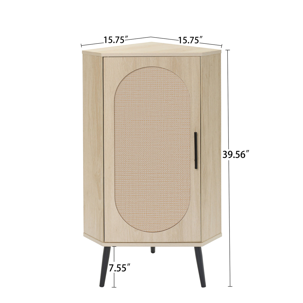 Rattan Corner Cabinet with Door and Shelf
