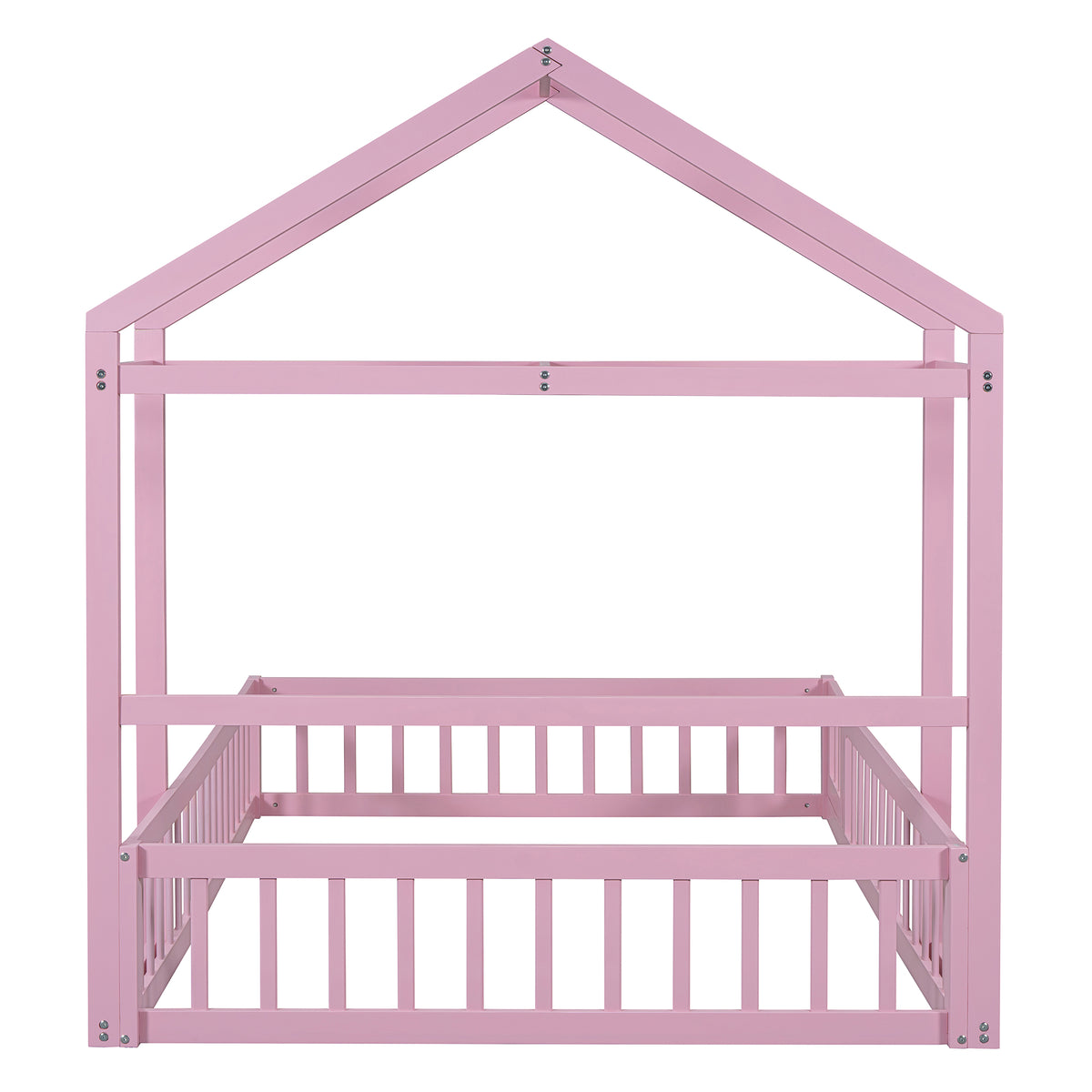 Full Wood Children’s Bed with Clothes Rack Pink