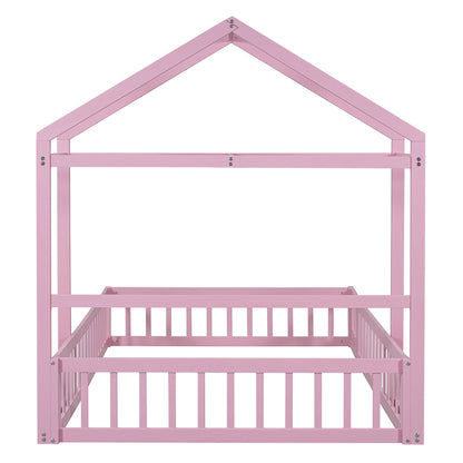 Full Wood Children’s Bed with Clothes Rack Pink