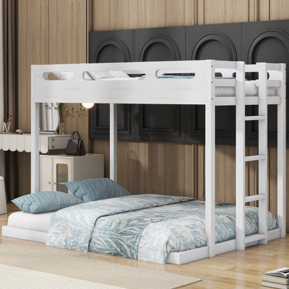 Full Bunk Bed with Ladder White