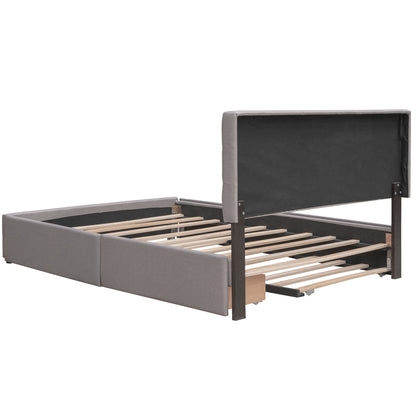 Upholstered Platform Bed Queen Light Gray