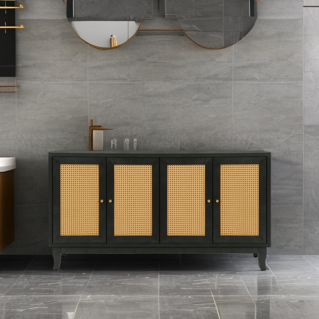 Rattan Sideboard Cabinet – Black