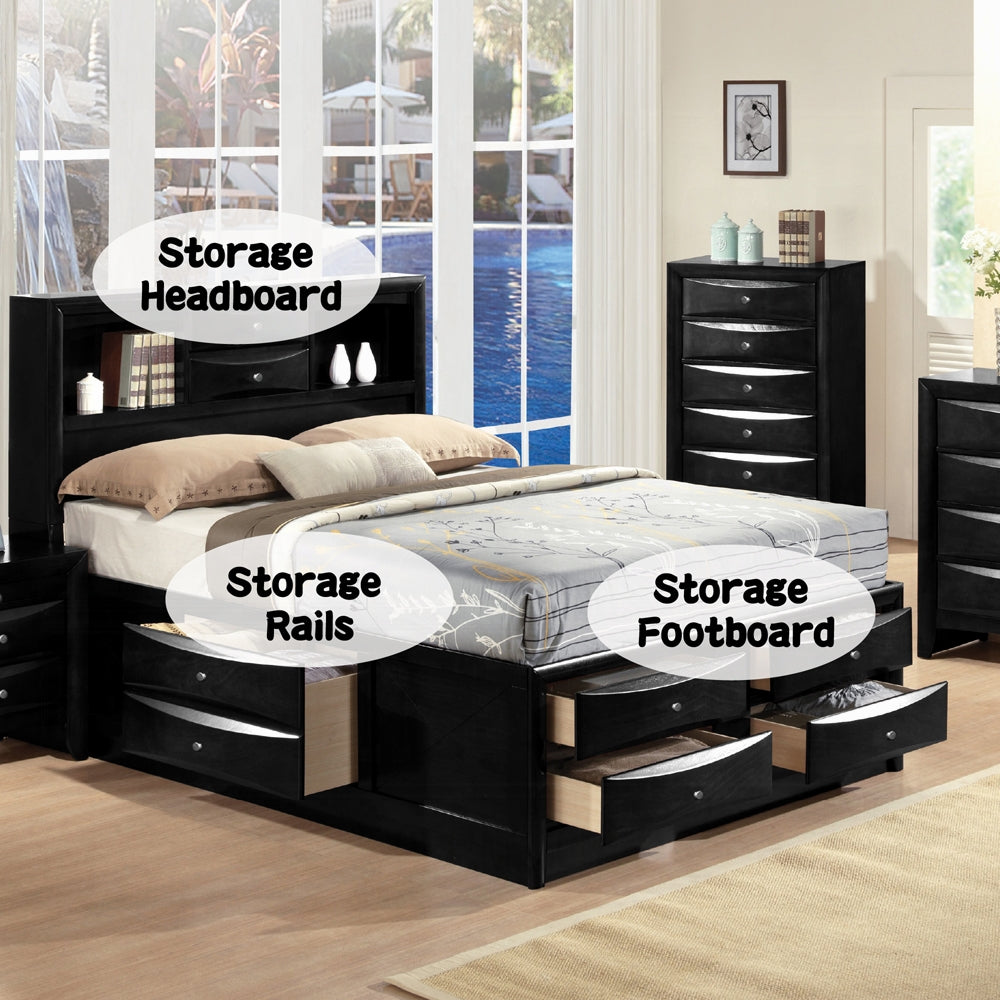 Neend Multi Drawer Storage Platform Bed - Black