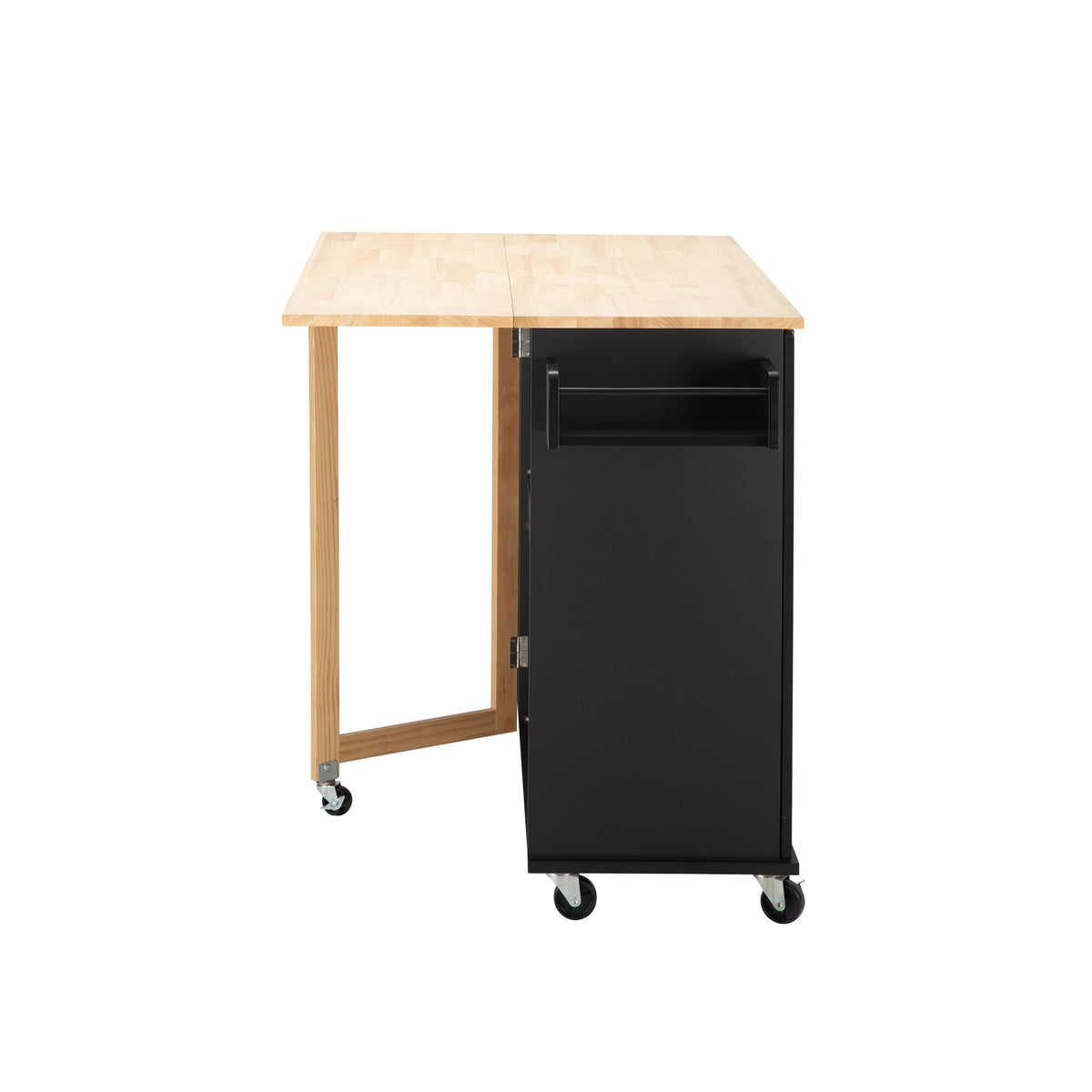 Extendable Kitchen Island with Rubber Wood Top