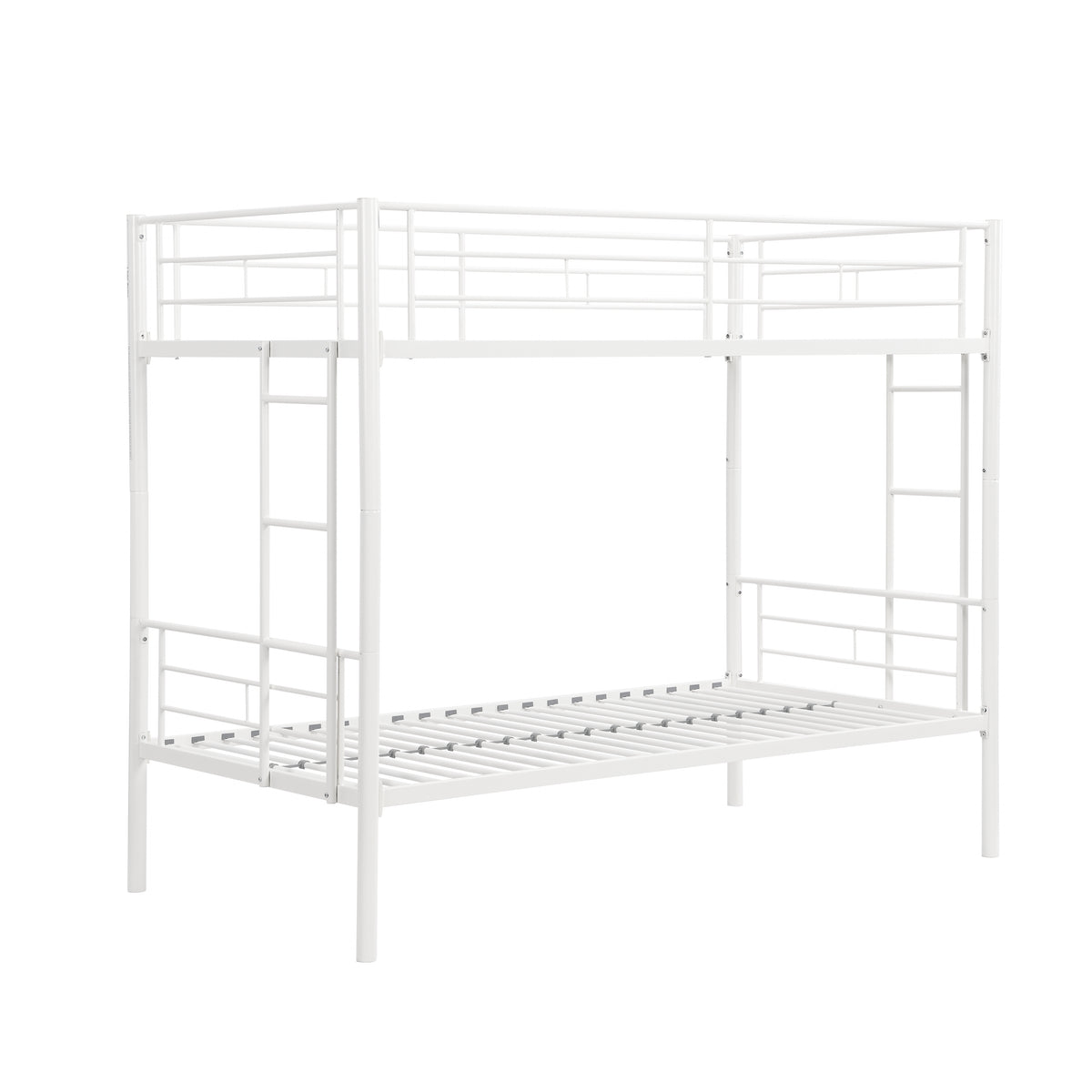 Twin Metal Bunk Bed with Safety Rail White