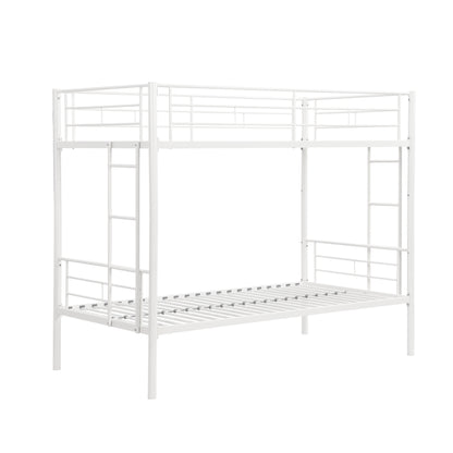 Twin Metal Bunk Bed with Safety Rail White