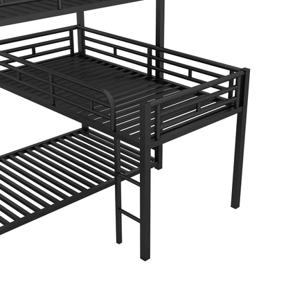 Metal Triple Bunk Bed Black
