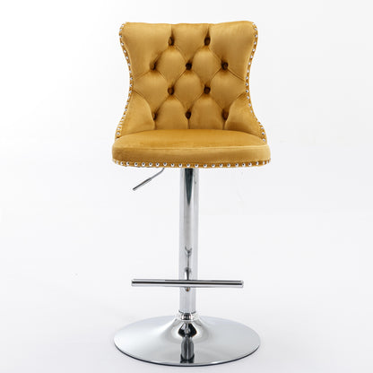 Modern Bar Stools Set of 2 Gold Gray