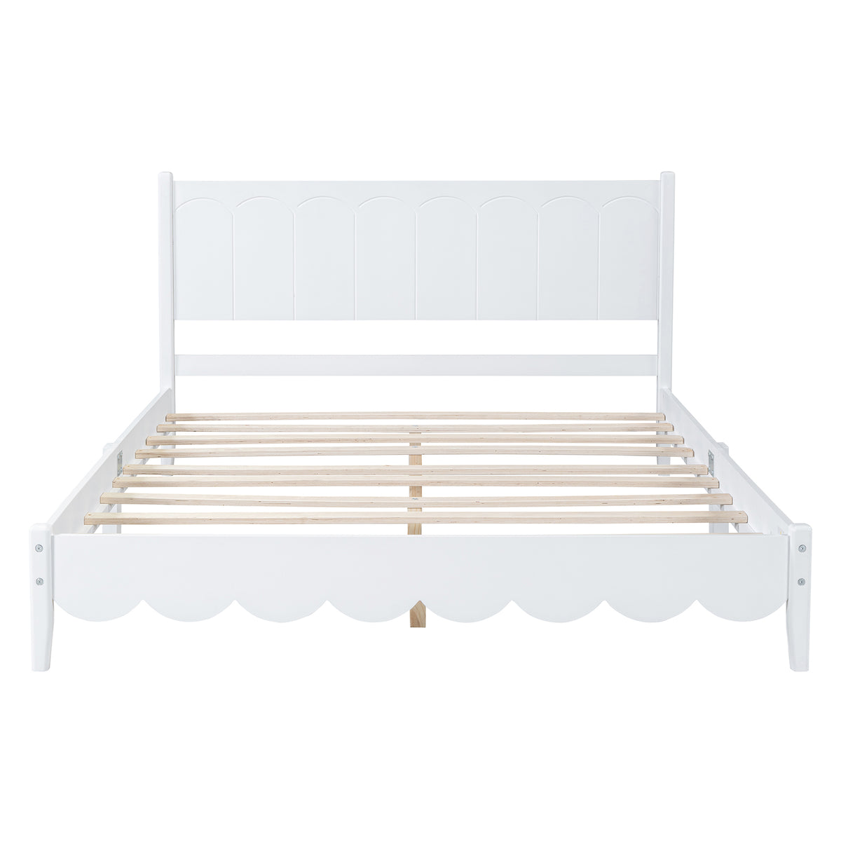 Queen Platform Bed with Rectangular Headboard White