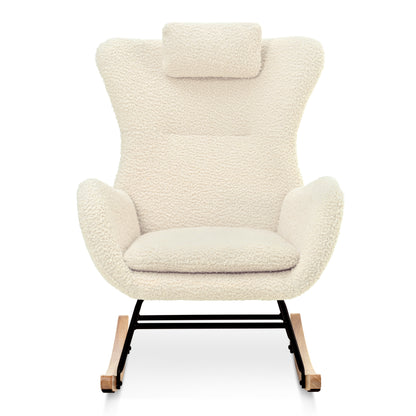 Modern Rocking Chair – Rubber Legs & Chenille Fabric