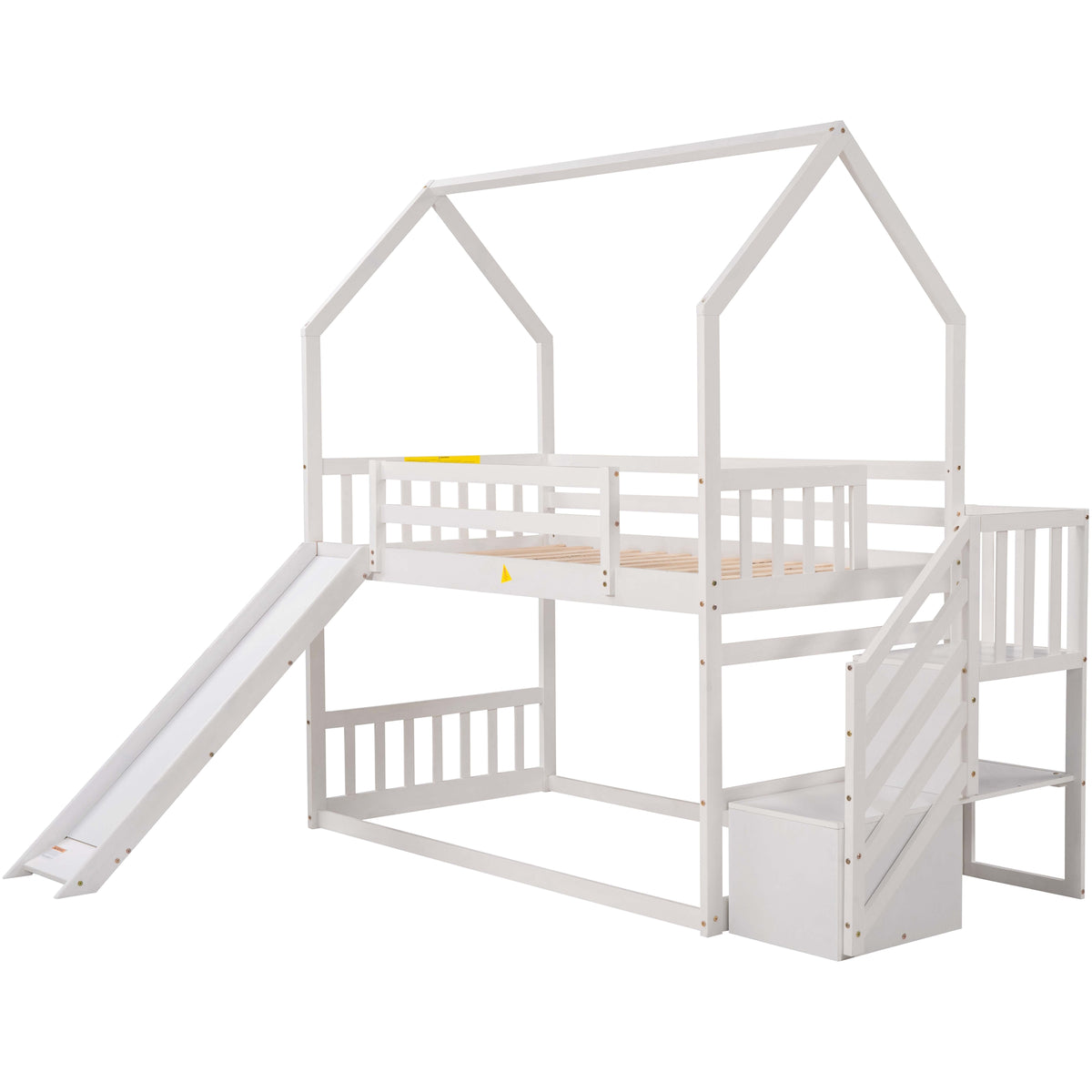 Twin House Bunk Bed White