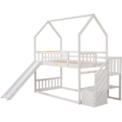 Twin House Bunk Bed White