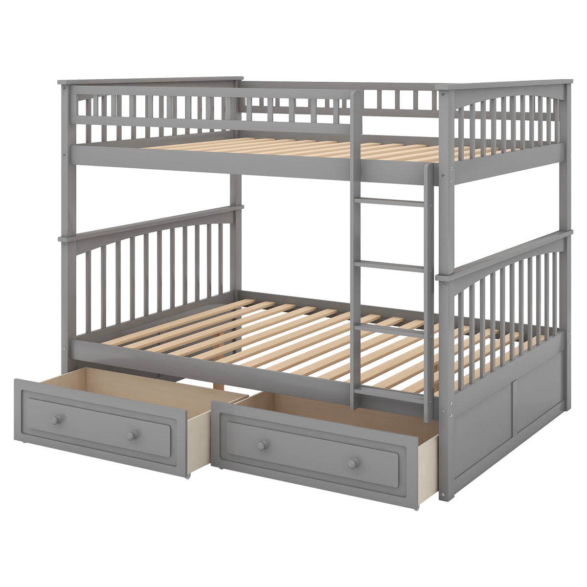 Convertible Full Bunk Bed with Drawers Gray