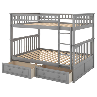 Convertible Full Bunk Bed with Drawers Gray