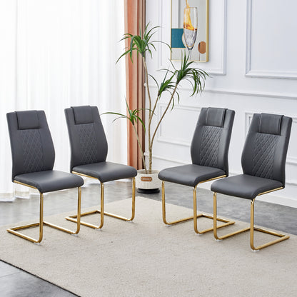 Faux Leather Dining Chairs Set of 4 Gray